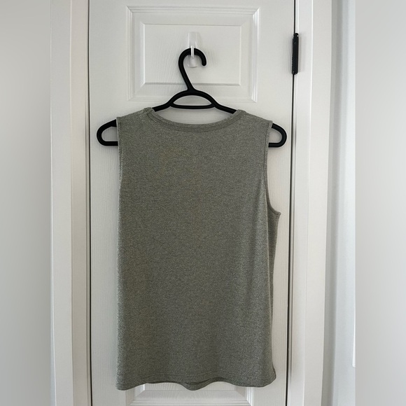 RIANI Sequin Palm Tree Tank Top Green Metallic Knit Sleeveless - Picture 5 of 10